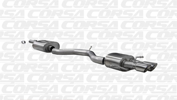 Corsa 00-02 Audi B5 Polished Sport 2.5in Cat-Back Single Rear Exit with Twin Pro-Series Tips