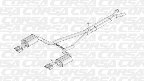 Corsa 05-09 Audi B7 Polished Sport 2.5in Cat-Back Dual Rear Exit with Twin Pro-Series Tips