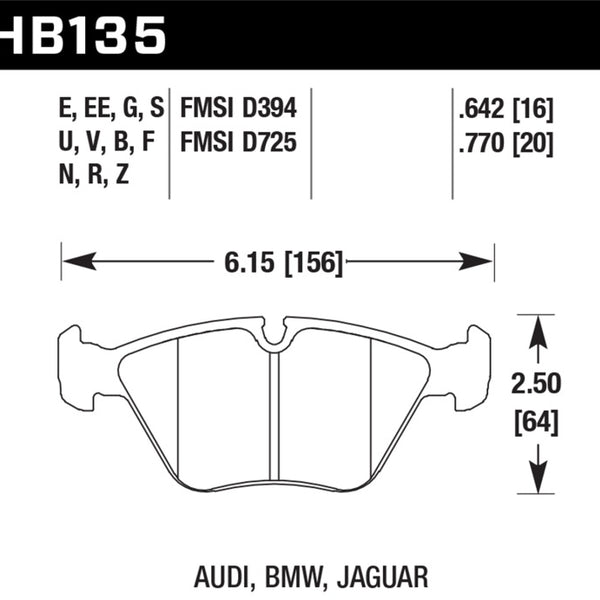 Hawk 95-02 BMW M3 Performance Ceramic Street Front Brake Pads