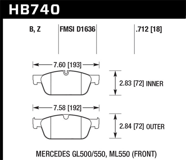 Hawk 13-16 Mercedes-Benz GL550 / 12-14 Mercedes-Benz ML550 HPS 5.0 Street Front Brake Pads