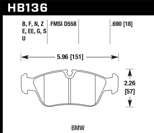 Hawk 01-06 BMW 325CI L6-2.5L DTC-70 Race Front Brake Pads