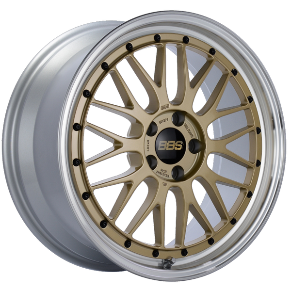 BBS LM 19x8.5 5x112 ET48 Gold Center Diamond Cut Lip Wheel -82mm PFS/Clip Required