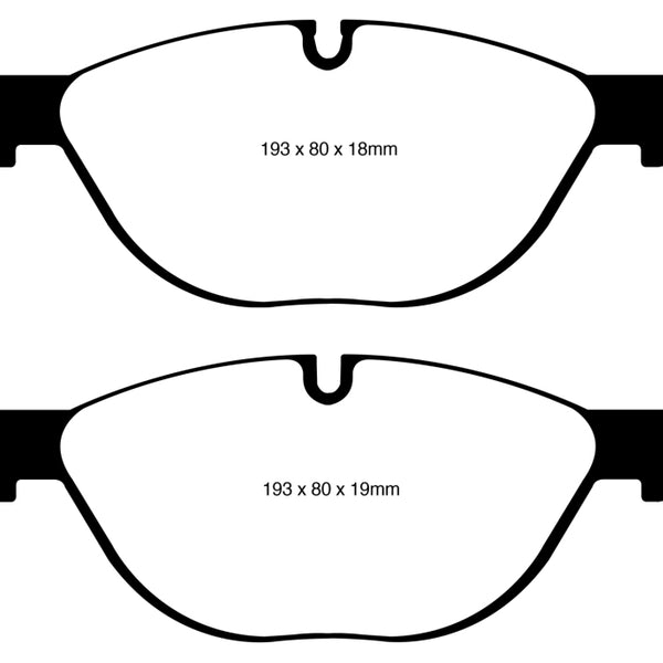 EBC 12-13 BMW 528 2.0 Turbo (F10) Performance Greenstuff Front Brake Pads