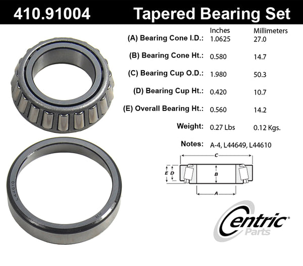 Centric Standard Tapered Bearing Cone - Front/Rear