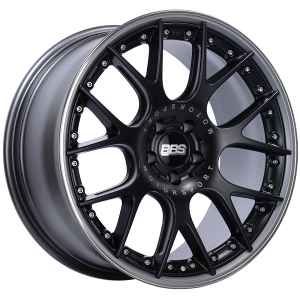 BBS CH-RII 20x9.5 5x112 ET25 Satin Black Center Platinum Lip SS Rim Prot Wheel -82mm PFS/Clip Req