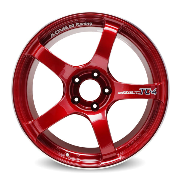 Advan TC4 17x8 +35 5-100 Racing Candy Red & Ring Wheel