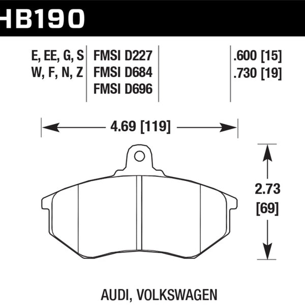 Hawk Audii 5000 S Turbo/4000CS Quattro/Coupe GT / Volkswagen Golf/Jetta/Passat  Race Front Bra