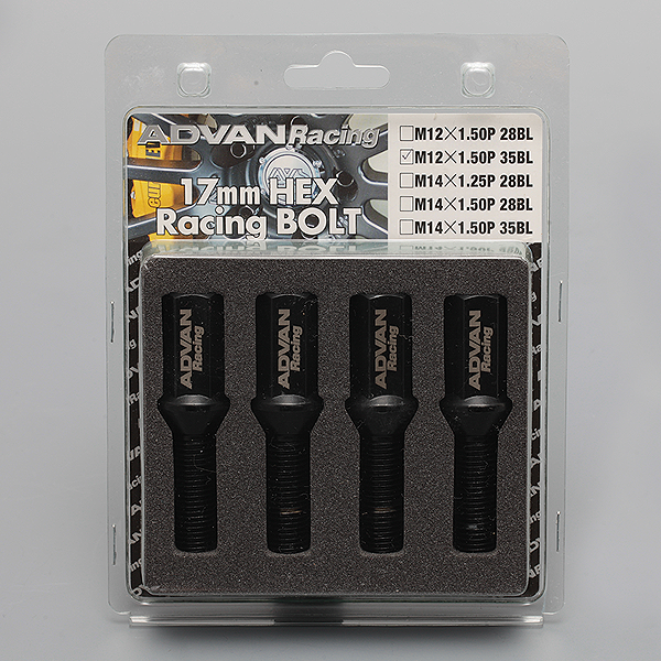 Advan Wheel Bolt 28mm Thread (Black) - 4 Pack