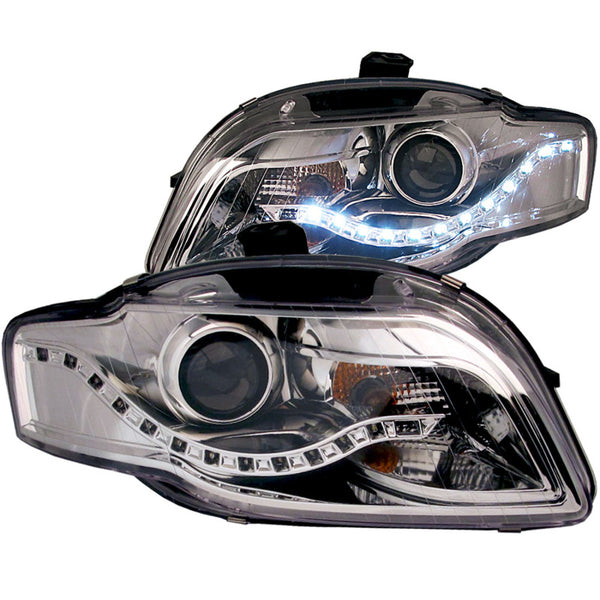 ANZO 2006-2008 Audi A4 Projector Headlights Chrome (R8 LED Style)