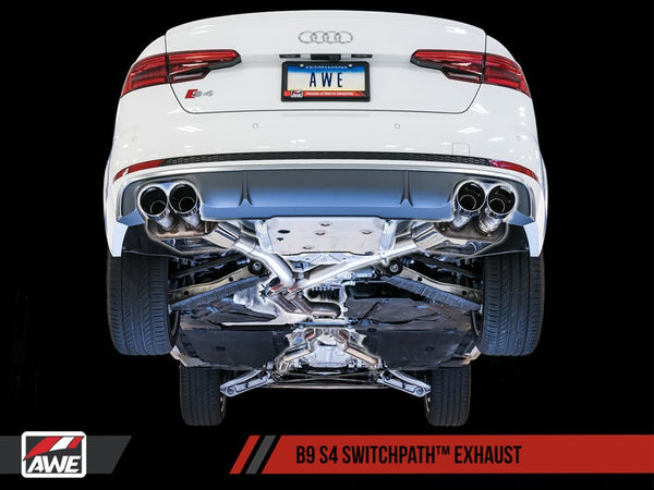 AWE Tuning Audi B9 S4 SwitchPath Exhaust - Non-Resonated (Silver 90mm Tips)