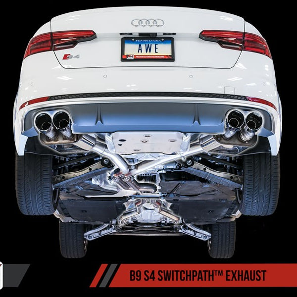 AWE Tuning Audi B9 S4 SwitchPath Exhaust - Non-Resonated (Silver 90mm Tips)