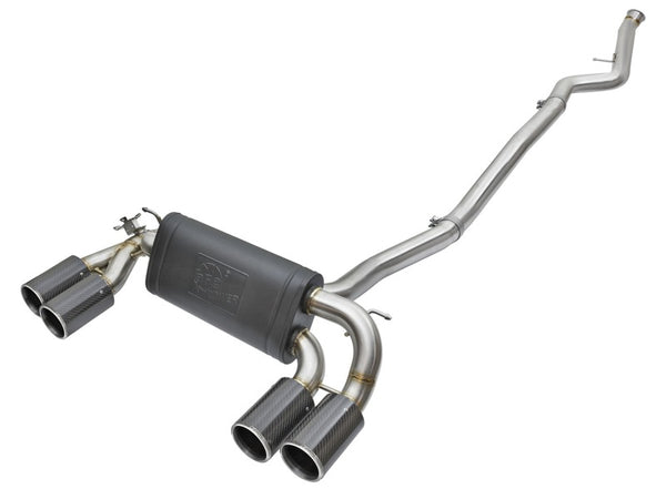 aFe MACHForce XP Exhaust SS304 Down-Pipe Back 4in Carbon Tips for 16-17 BMW M2 (F87) L6-3.0L