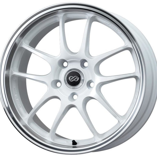 Enkei PF01SS 17x9 5x114.3 48mm Offset 75mm Bore Diameter White with Machined Lip Wheel