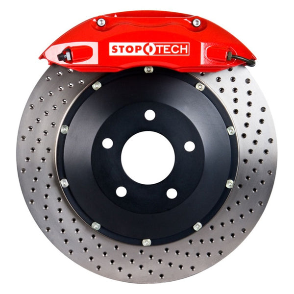 StopTech 08-10 Porsche Cayman S Rear BBK ST-40 Caliper Red / 2pc Drilled 332x32mm Rotor