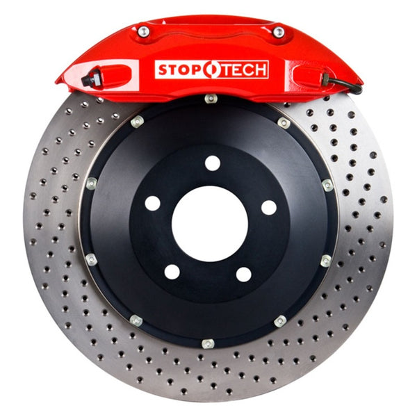 StopTech BBK 07-09 BMW 335i/335d Rear 345x28 Drilled 2pc Rotors ST-40 Red Calipers