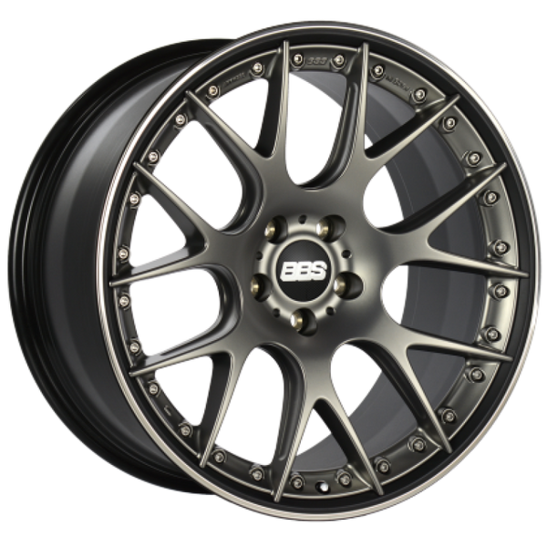 BBS CH-RII 22x9.5 5x108 ET37 Satin Platinum Center Black Lip SS Rim Protector Wheel - 70mm PFS Req.