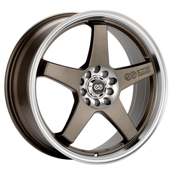 Enkei EV5 17x7 4x100/108 45mm Offset 72.6 Bolt Diameter Matte Bronze w/ Machined Lip Wheel