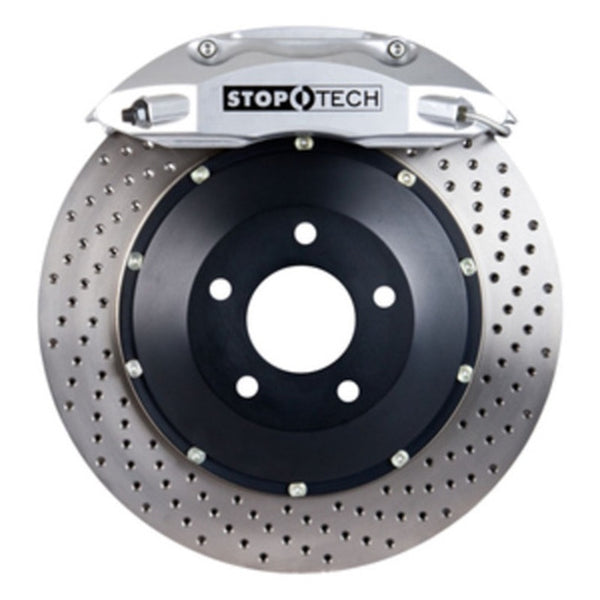 StopTech 98-04 Jetta / 98-06 Golf / 98-05 Beetle Front BBK ST40 Silver Caliper 328x28 Drilled Rotor