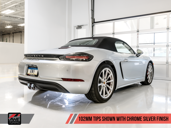 AWE Tuning Porsche 718 Boxster / Cayman Touring Edition Exhaust - Chrome Silver Tips