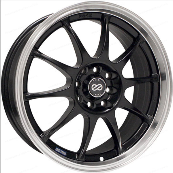 Enkei J10 15x6.5 5x100/114.3 38mm Offset 72.62mm Bore Dia Matte Black w/ Machined Lip Wheel