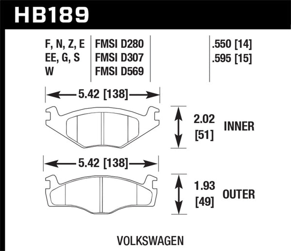 Hawk 88-92 VW Golf GTI / 87-89 Jetta GLI / 87 Scirocco Blue 9012 Race Front Brake Pads