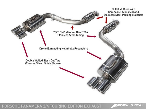 AWE Tuning Panamera 2/4 Touring Edition Exhaust (2011-2013) - w/Diamond Black Tips