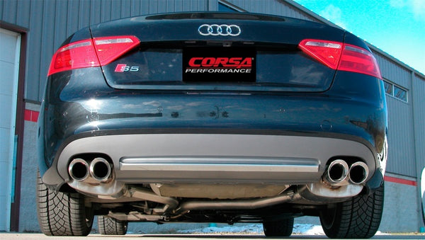 Corsa 08-14 Audi B8 Polished Sport 2.5in Cat-Back Dual Rear Exit with Twin Pro-Series Tips