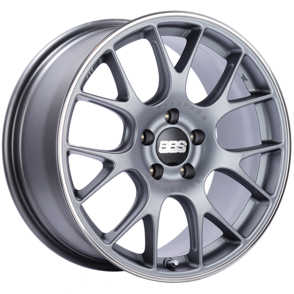 BBS CH-R 18x8.5 5x112 ET38 Satin Titanium Polished Rim Protector Wheel -82mm PFS/Clip Required