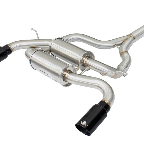 aFe MACHForce XP SS-304 Black Tip 2.5in Dia Axle Back Exhaust 12-15 BMW 335i (F30) 3.0L (t)