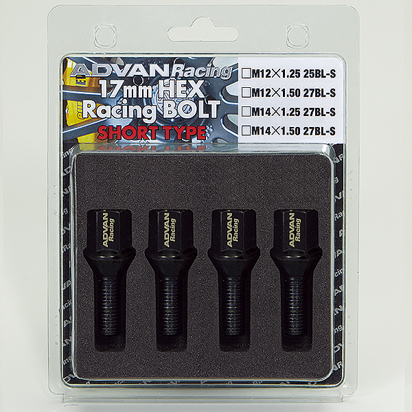 Advan Wheel Bolt M14x1.25 60 Degree 27mm Thread (Black) - 4 Pack (Special Order No Cancel)