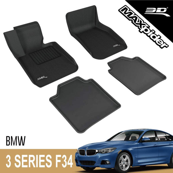 3D MAXpider 2013-2019 BMW 3 Series Gran Turismo F34 Kagu 1st & 2nd Row Floormats - Gray