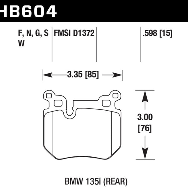 Hawk BMW 135i HPS Street Rear Brake Pads