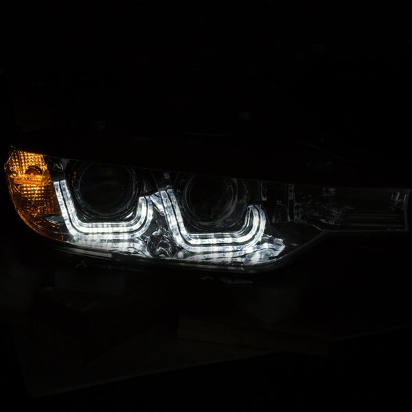 ANZO 2012-2015 BMW 3 Series Projector Headlights w/ U-Bar Chrome (HID Compatible)