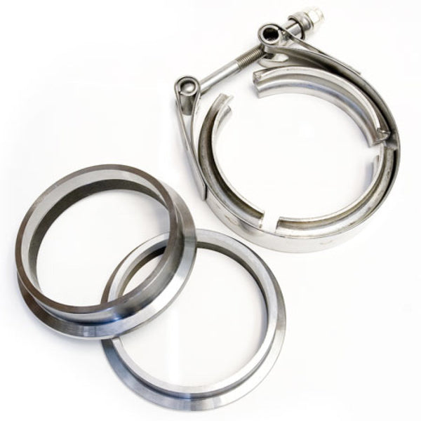 ATP 2.5in Stainless Steel V-Band Flange/Clamp Set (3.10in OD Flanges/Grooved for 2.5in Tube)