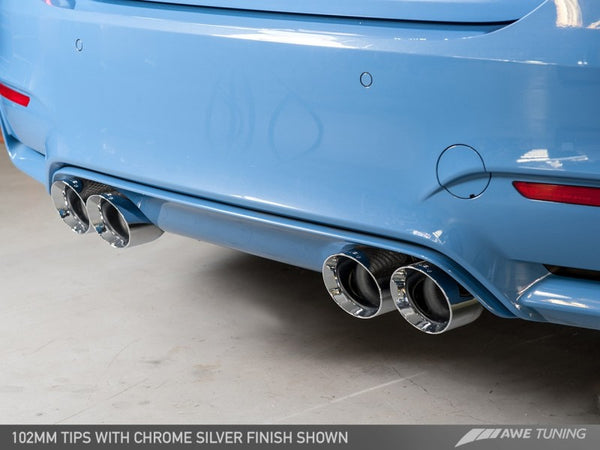 AWE Tuning BMW F8X M3/M4 Non-Resonated Track Edition Exhaust - Chrome Silver Tips (102mm)