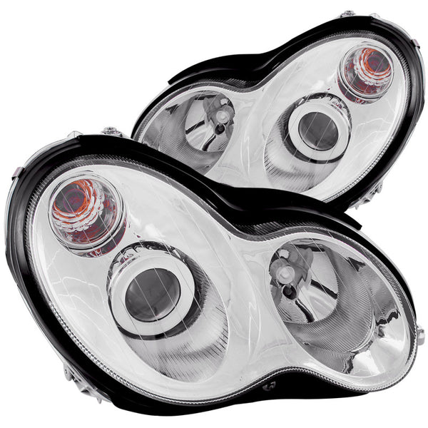 ANZO 2002-2004 Mercedes Benz C Class W203 Projector Headlights w/ Halo Chrome