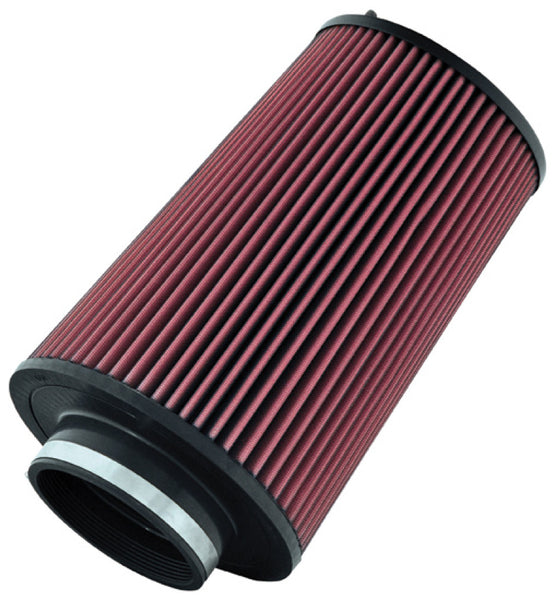 K&N Universal Round Tapered Black P/C Metal Filter 8in B OD x 6.625in T OD x 12in H x 4.5in Flg ID