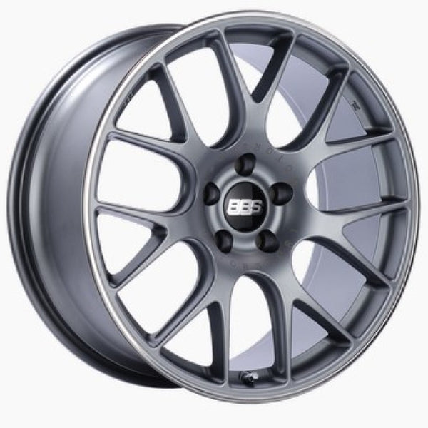 BBS CH-R 19x8.5 5x112 ET48 Satin Titanium Polished Rim Protector Wheel -82mm PFS/Clip Required