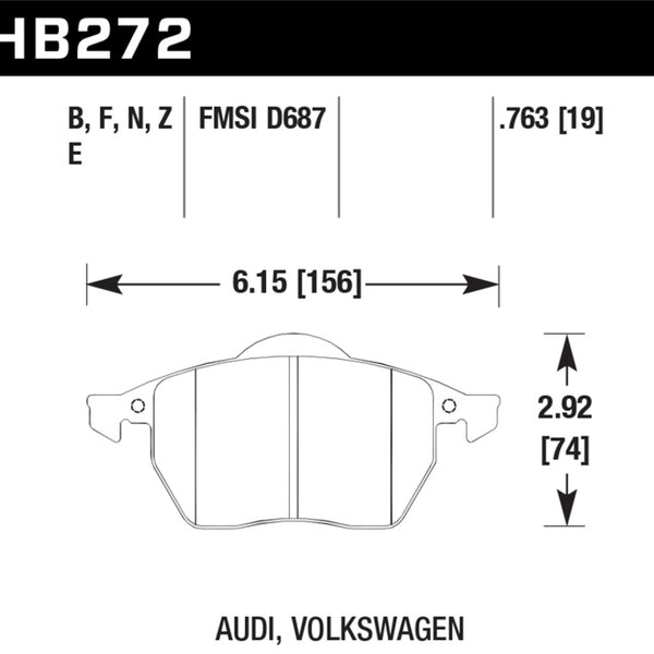 Hawk 00-06 Audi TT/TT Quattro / 96-06 VW (Various) HPS Street Front Brake Pads