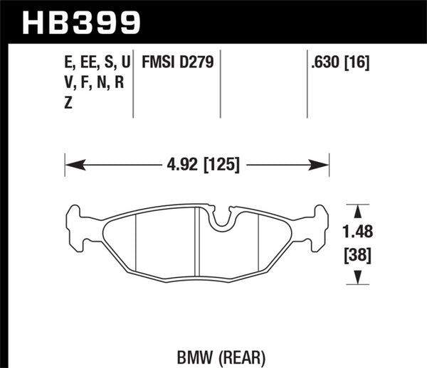 Hawk 87-93 BMW 325i / 85-87 BMW 535i Blue 42 Rear Brake Pads