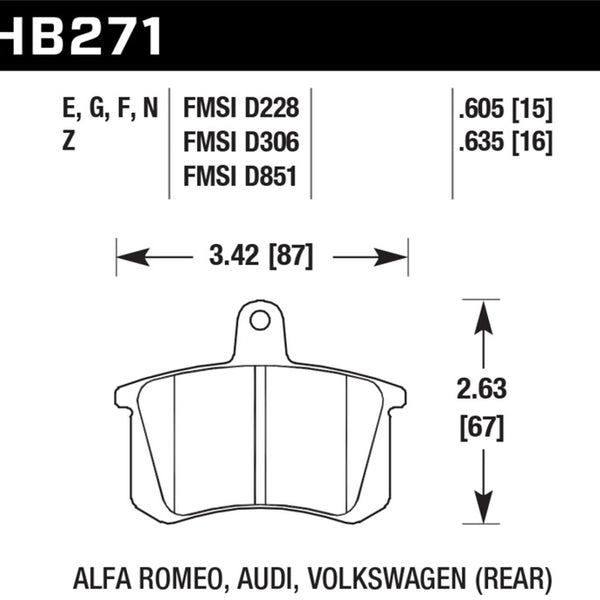 Hawk 90-91 Audi Coupe Quattro / 93-95 Audi 90 HPS Rear Brake Pads