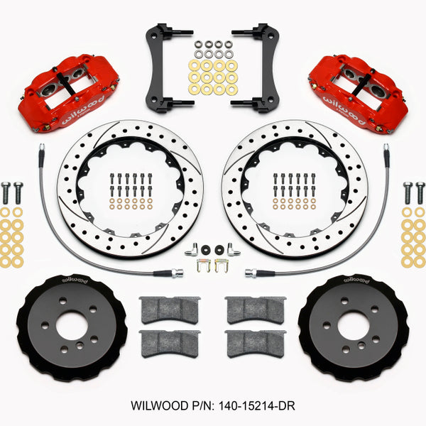 Wilwood Narrow Superlite 6R Front Hat Kit 12.88in Drill Red 2014-2015 Mini Cooper w/Lines