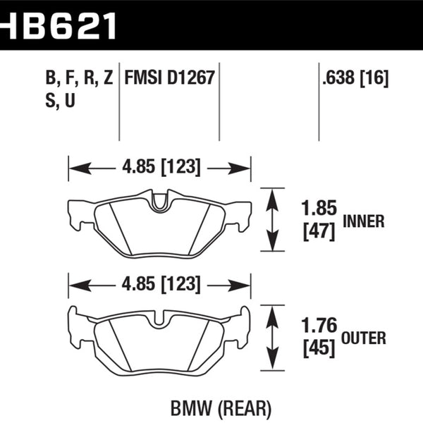 Hawk 08-11 BMW 128i / 10 BMW 323i / 07-11 BMW 328i / 07-11 BMW 328XI HPS Street Rear Brake Pads