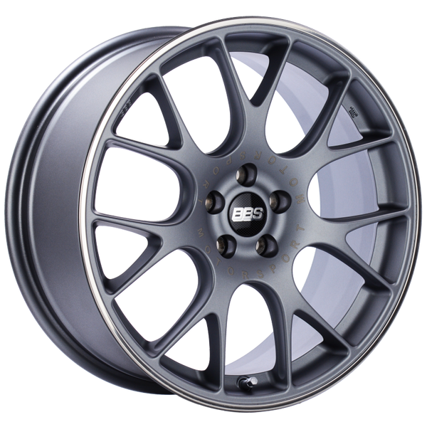 BBS CH-R 18x8 5x100 ET38 Satin Titanium Polished Rim Protector Wheel -70mm PFS/Clip Required