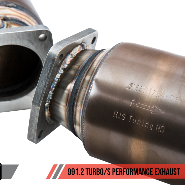 AWE Tuning Porsche 991.2 Turbo Performance Exhaust and High-Flow Cat Sections - For OE Tips