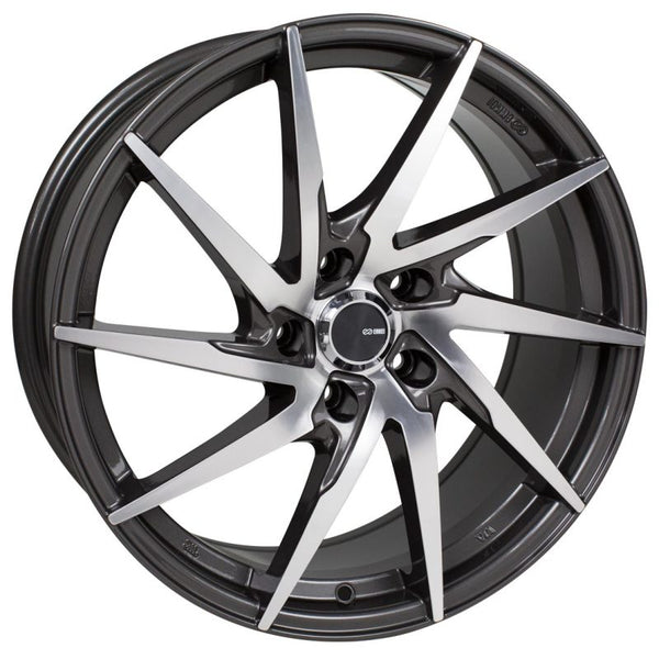 Enkei PW10 18x8 5x114.3 40mm Offset 72.6mm Bore Gunmetal Wheel w/ Machined Spokes Wheel