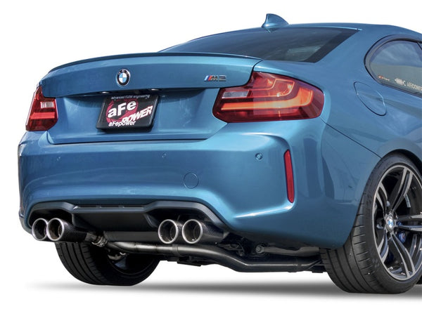 aFe MACHForce XP Exhaust SS304 Down-Pipe Back 4in Carbon Tips for 16-17 BMW M2 (F87) L6-3.0L