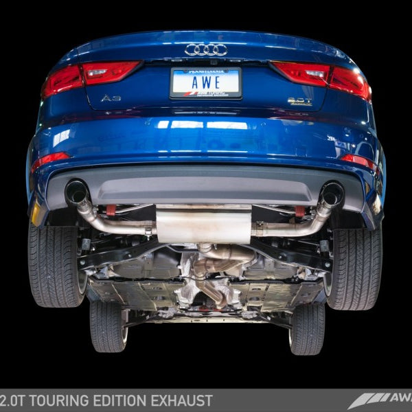 AWE Tuning Audi 8V A3 Touring Edition Exhaust - Dual Outlet Diamond Black 90 mm Tips