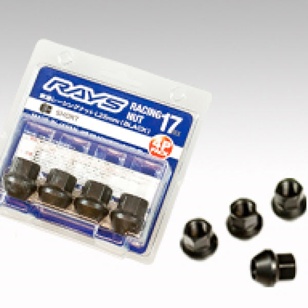 Rays 17 Hex Racing Nut Set L25 Short Type 12x1.50 - Black Chromate (4 Pieces)