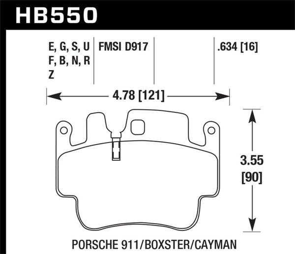 Hawk 98-05 Porsche 911 Front & Rear / 00-07 Boxster / 06 Cayman Front DTC-60 Race Brake Pads